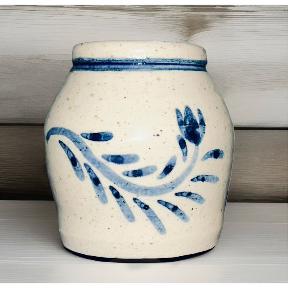 Vintage Handmade Hand Painted Pottery Toothpick Holder Signed J.W. ‘79